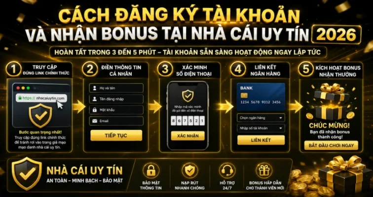 Cách Đăng Ký Tài Khoản Và Nhận Bonus Tại Nhà Cái Uy Tín 2026